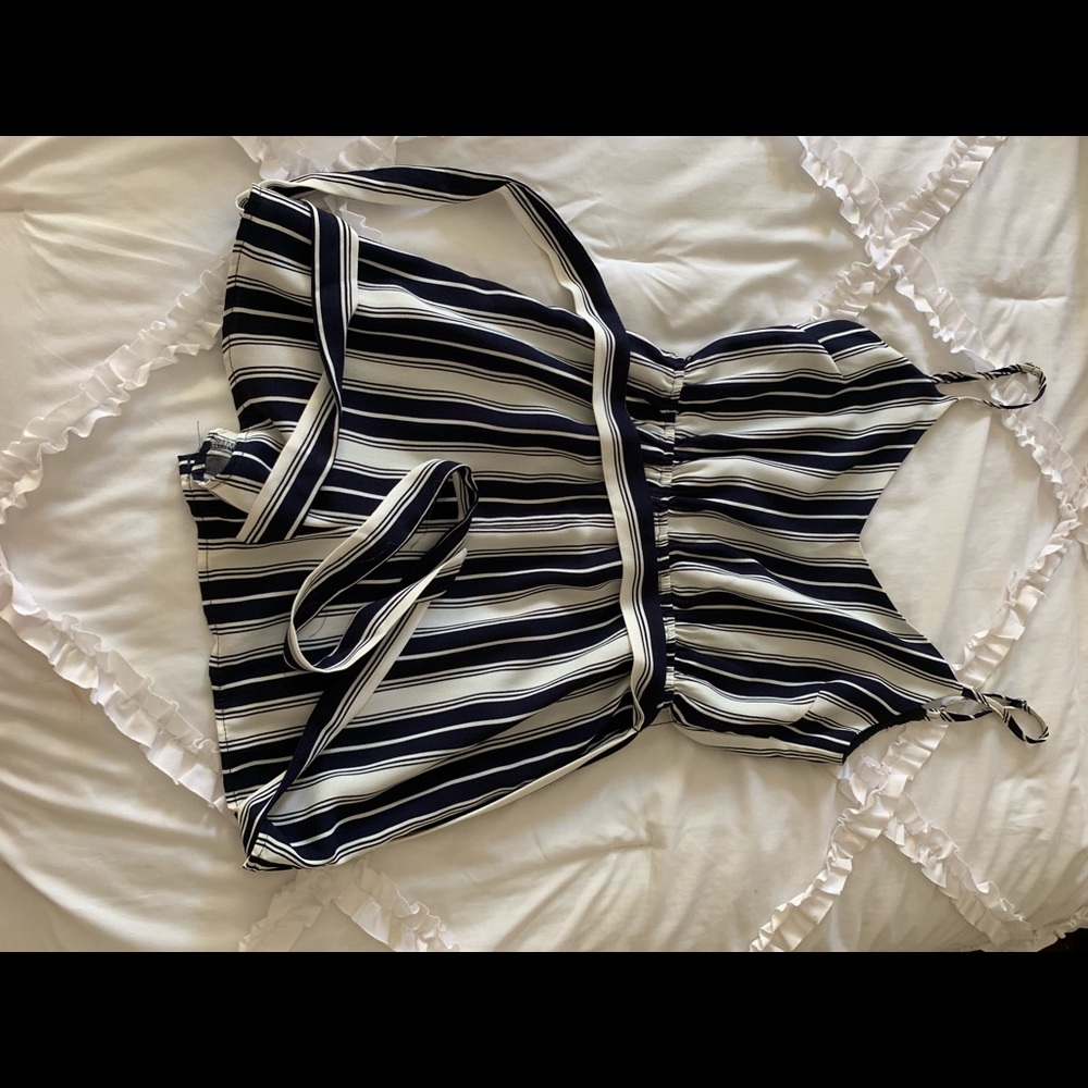 Lulu’s blue and white striped romper